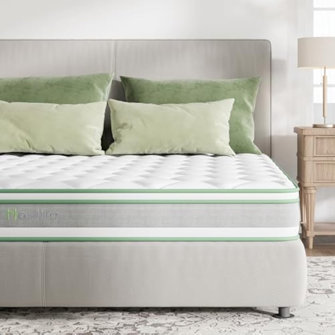Novilla King Size Hybrid Mattress | 9.8 Inch Memory Foam & Edge Support