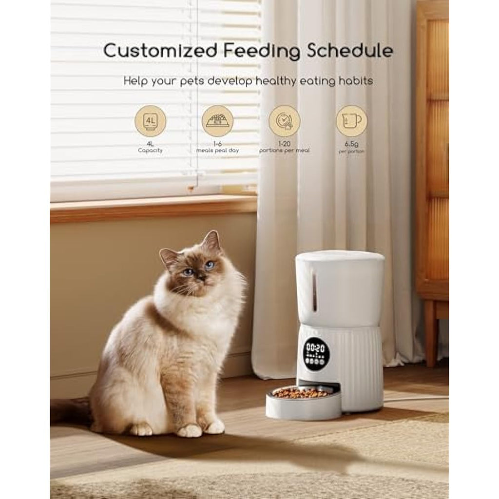 Faroro 4L Automatic Cat Feeder – 6 Meal Timer & Portion Control