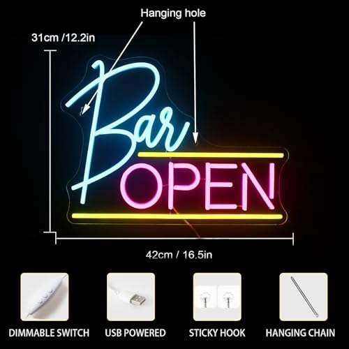 Open Neon Sign – Pink & Blue LED Wall Decor for Business