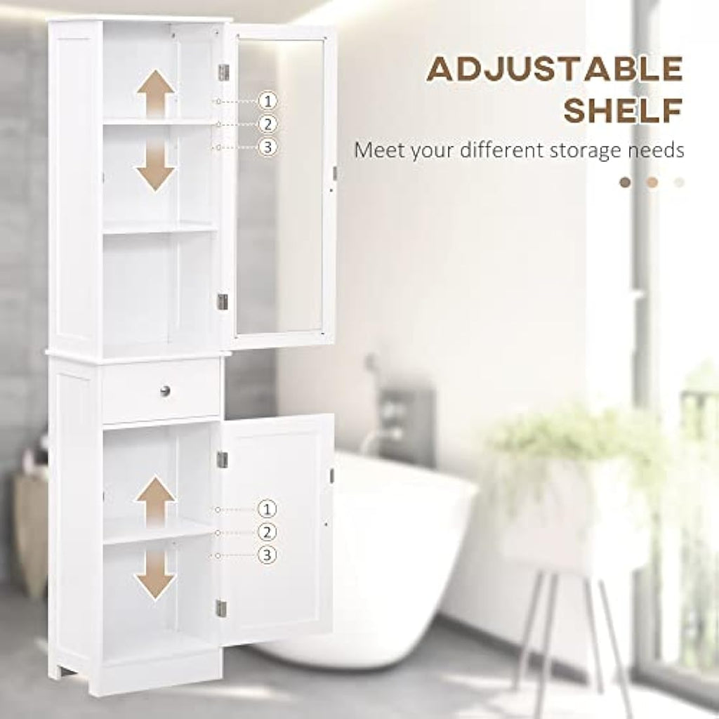 Slim Bathroom Storage Cabinet – Tall 3-Tier Shelf & Drawer