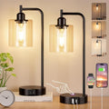 Aooshine Industrial Bedside Lamps Set of 2 – Touch Dimmable with USB-C