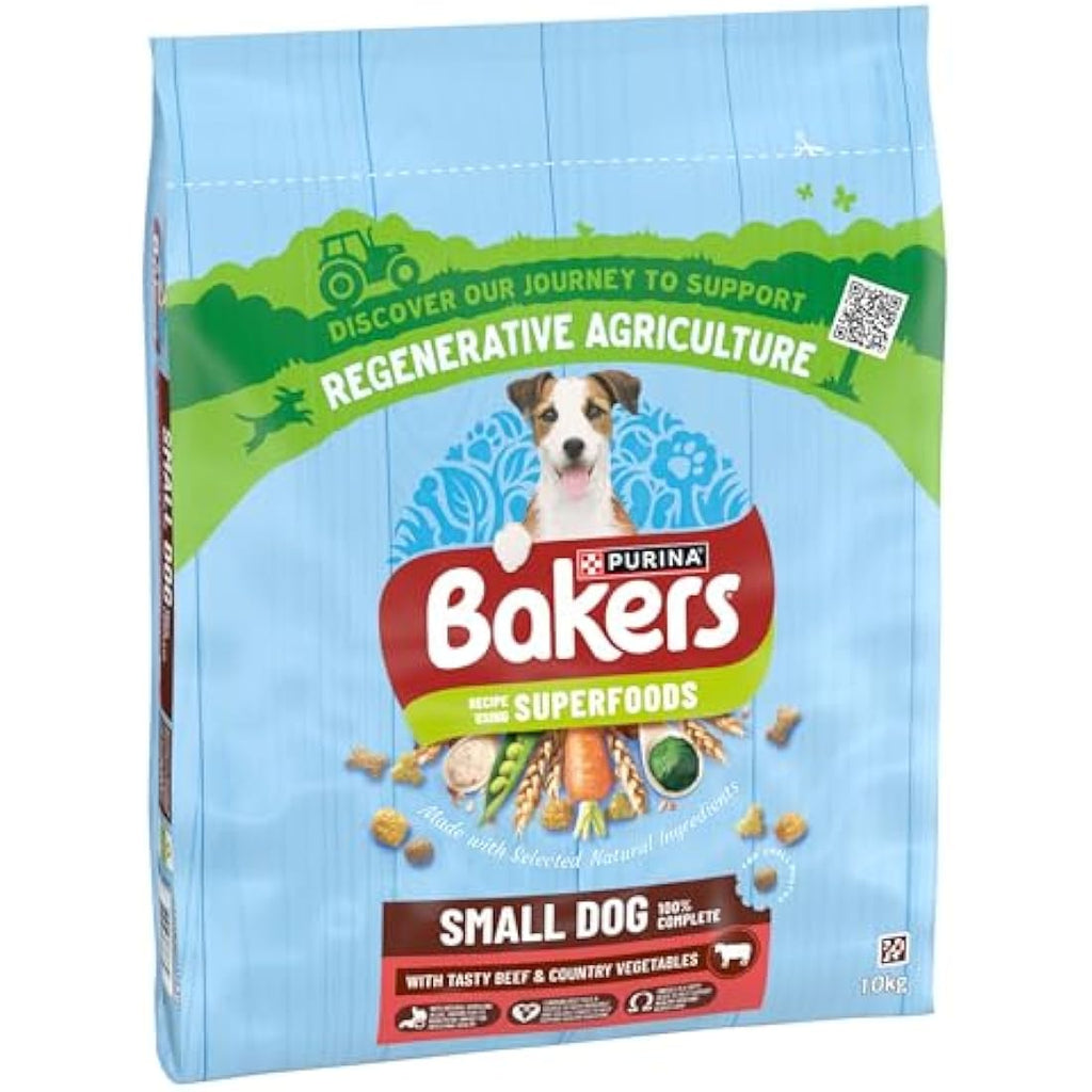 Bakers Small Dog Dry Dog Food – Beef & Vegetable Kibble, 10kg Bag