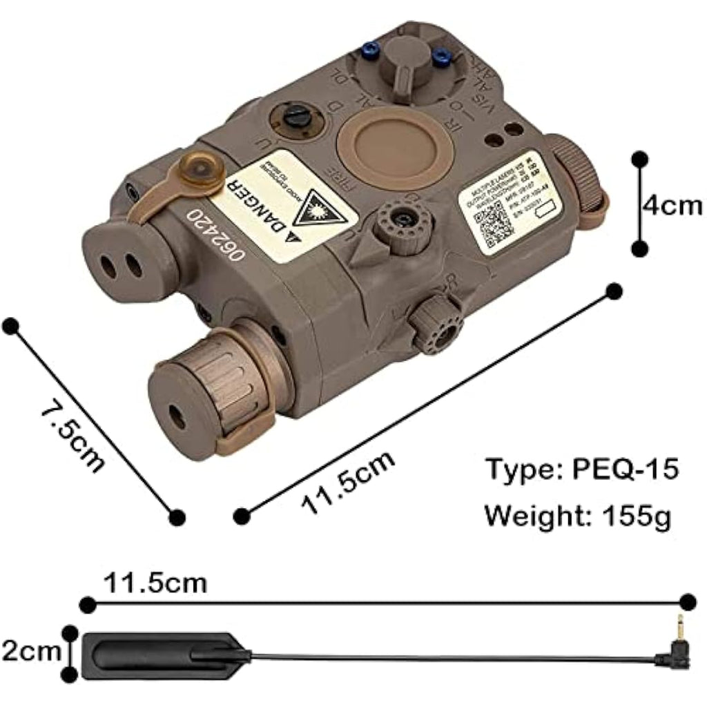 Zhongren PEQ-15 Tactical Battery Case | Red Laser & LED Flashlight
