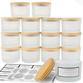 CONNOO 4oz Frosted Glass Candle Jars with Bamboo Lids - 15 Pack Bulk