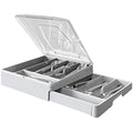 WURDON 2-Tier Silverware Organizer with Lid – 9 Compartment Cutlery Tray