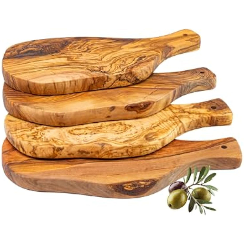 Olive Wood Chopping Board Set – 4 Handmade Serving Boards