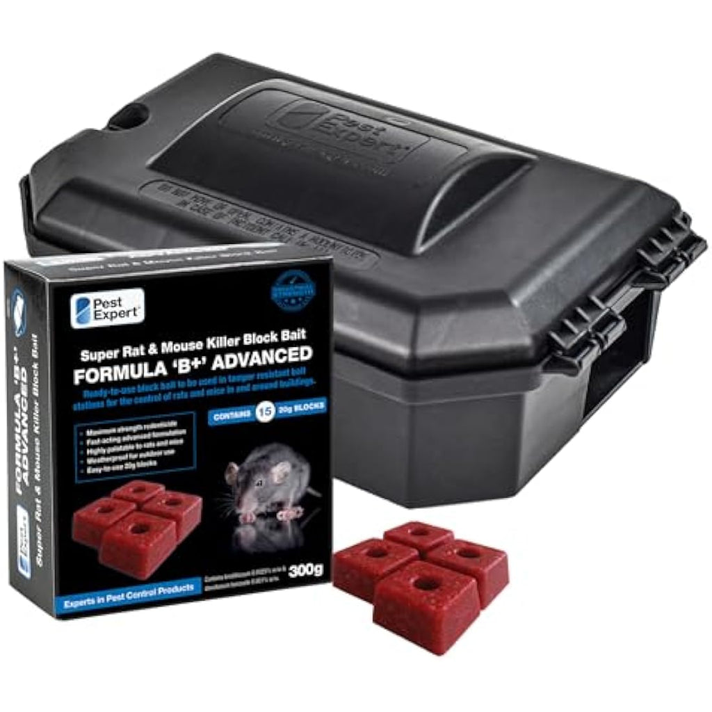 Pest Expert Rat & Mouse Killer Poison Blocks (300g) with Bait Station