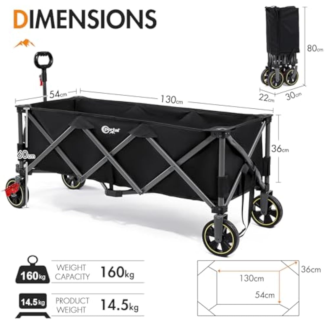 Portal 400L Extended Camping Trolley | Heavy Duty Folding Beach Wagon