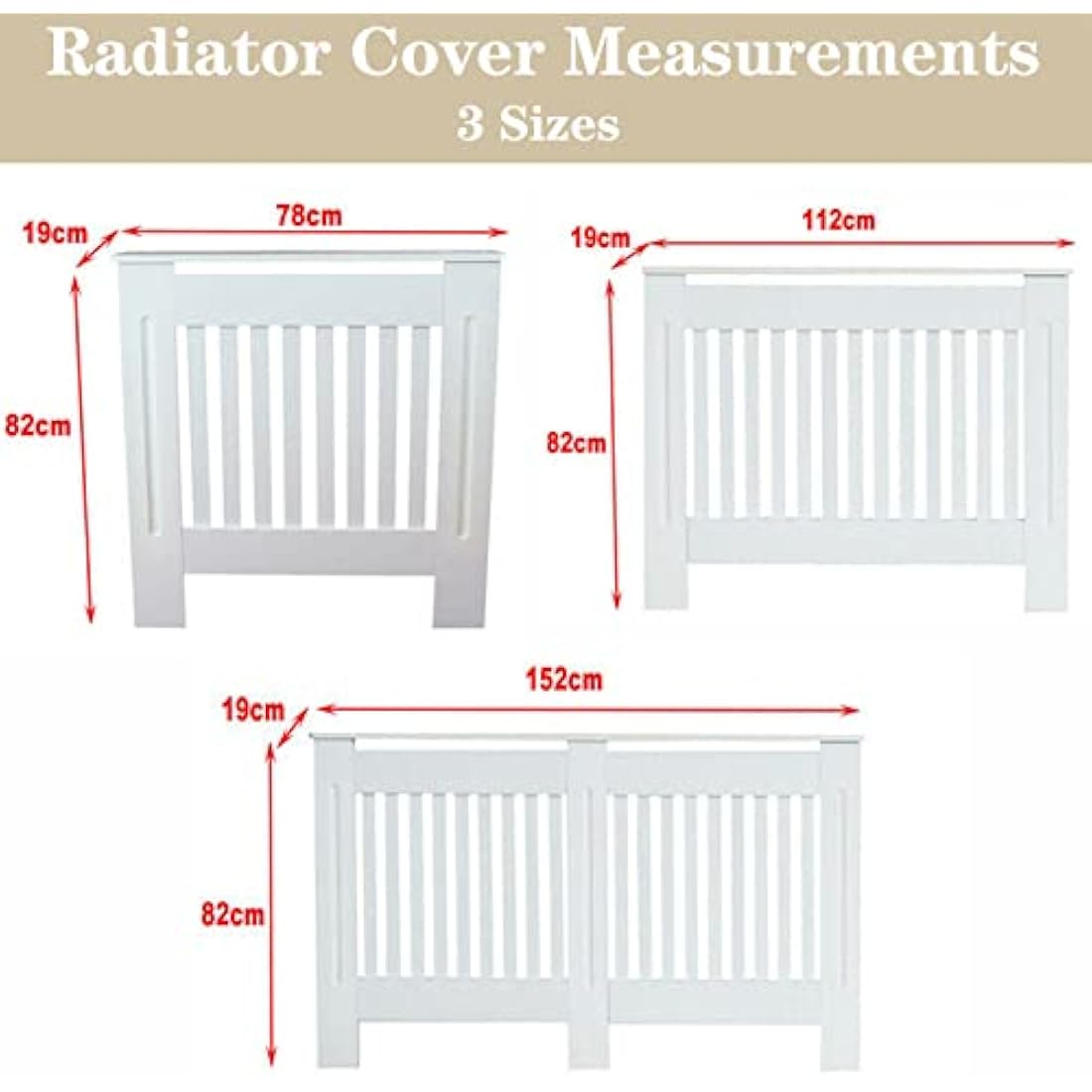 Royalswill White Radiator Cover – Small Vertical Slatted MDF Cabinet