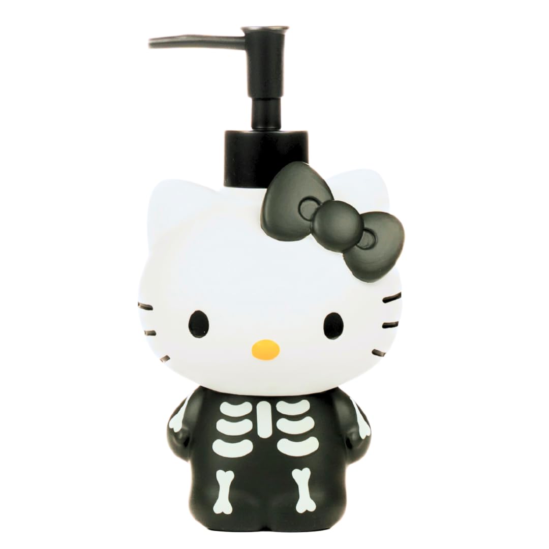 Hello Kitty Skeleton Soap Dispenser – Resin Halloween Lotion Pump, Black