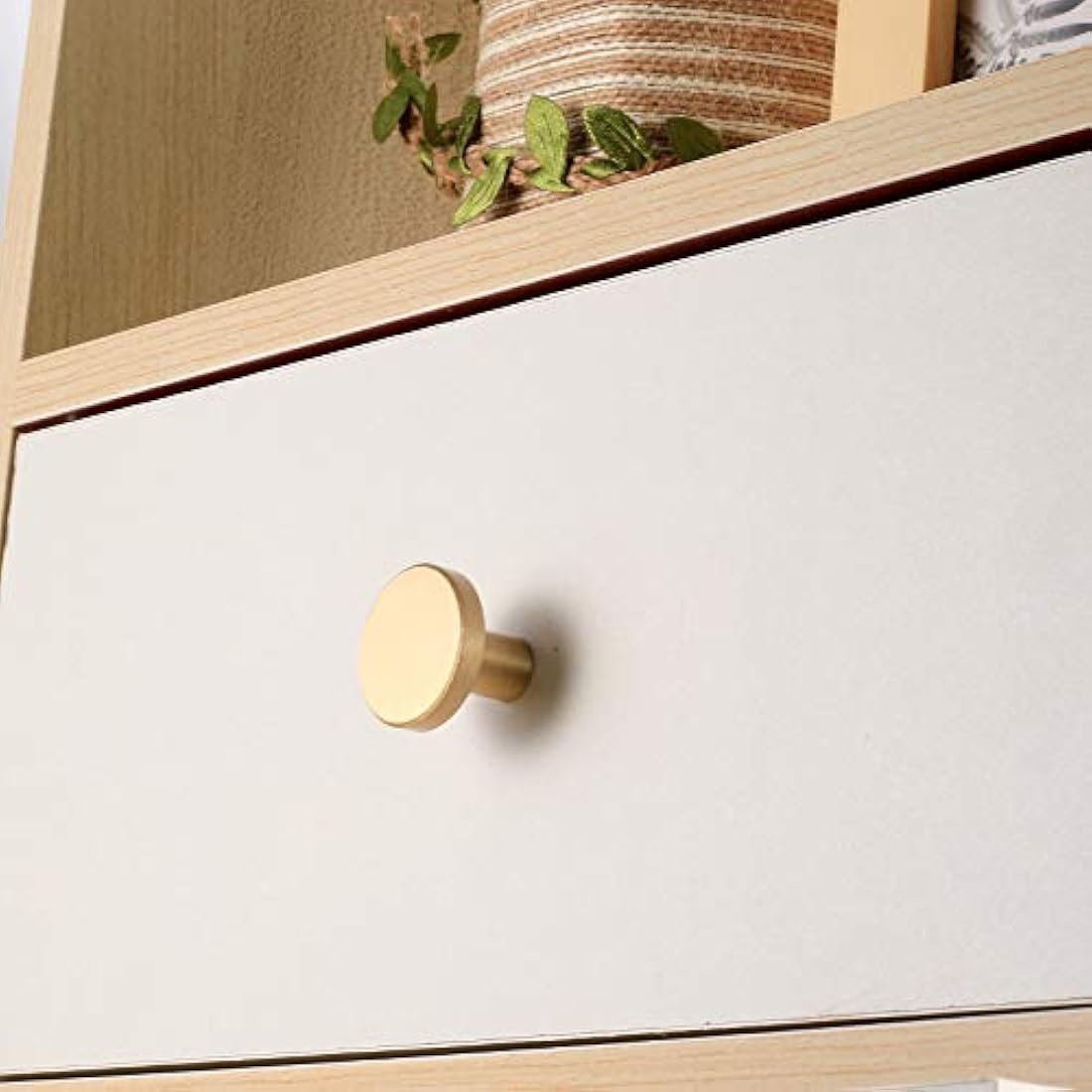 Gold Brass Cabinet Knobs – 6 Pcs Round Drawer Handles