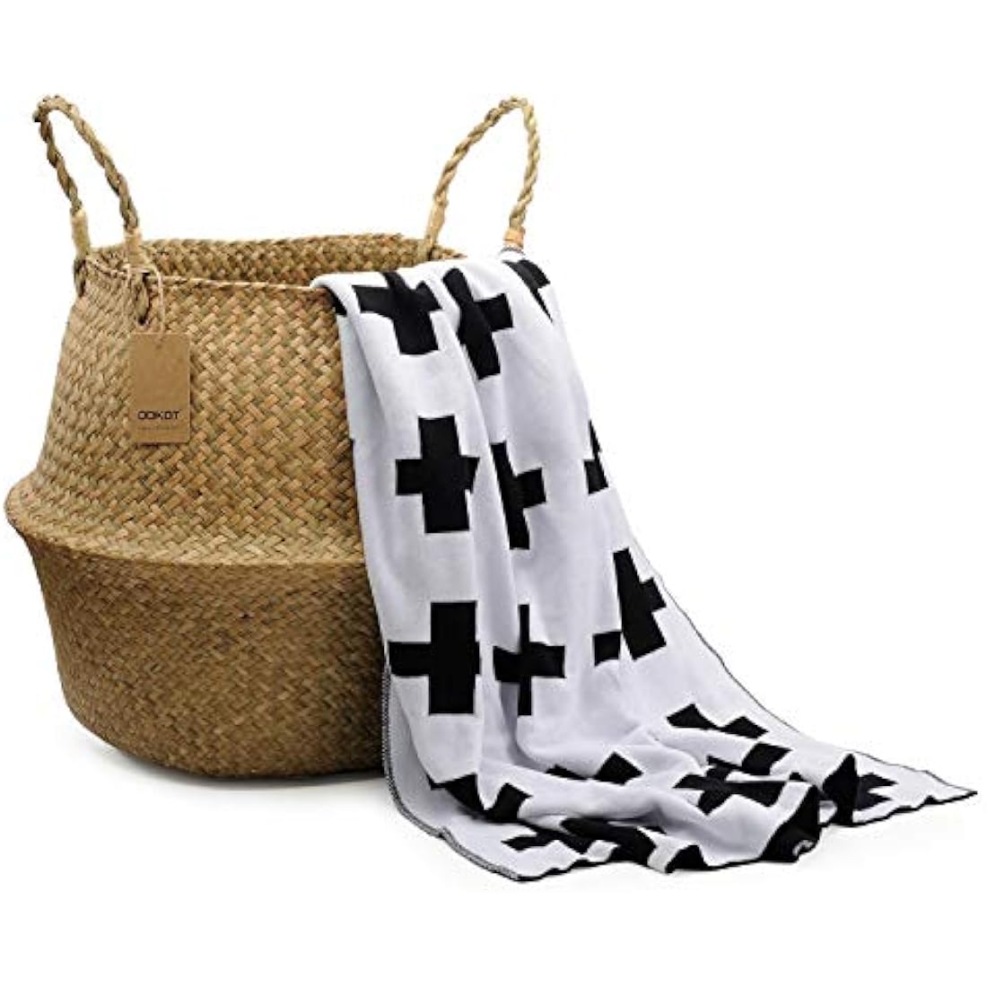 DOKOT Natural Seagrass Belly Basket – Large Handmade Woven Storage