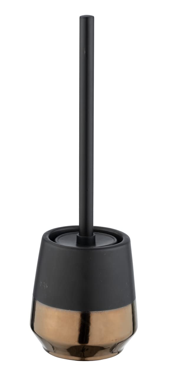 WENKO Brandol Ceramic Toilet Brush Holder – Matte Black & Copper