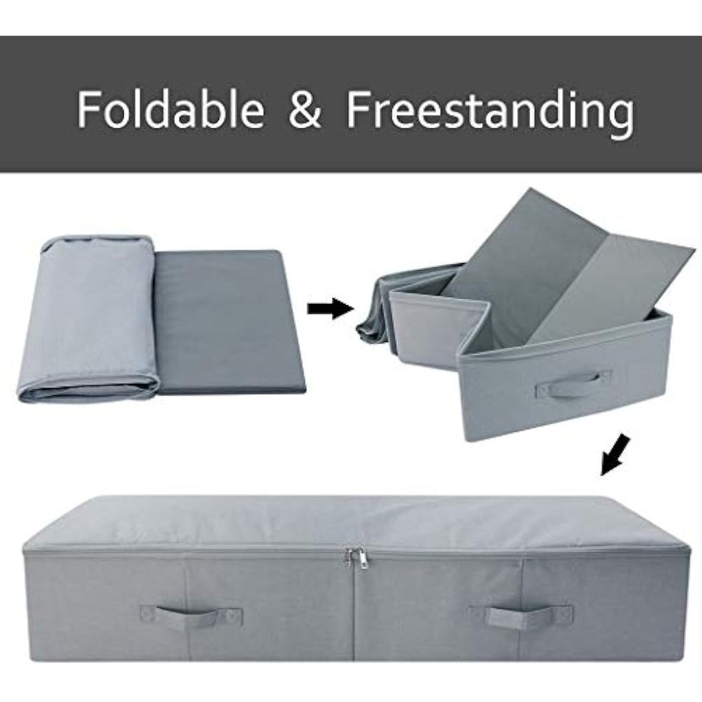 Jumbo Underbed Storage Bins | Washable Clothes Box, Gray