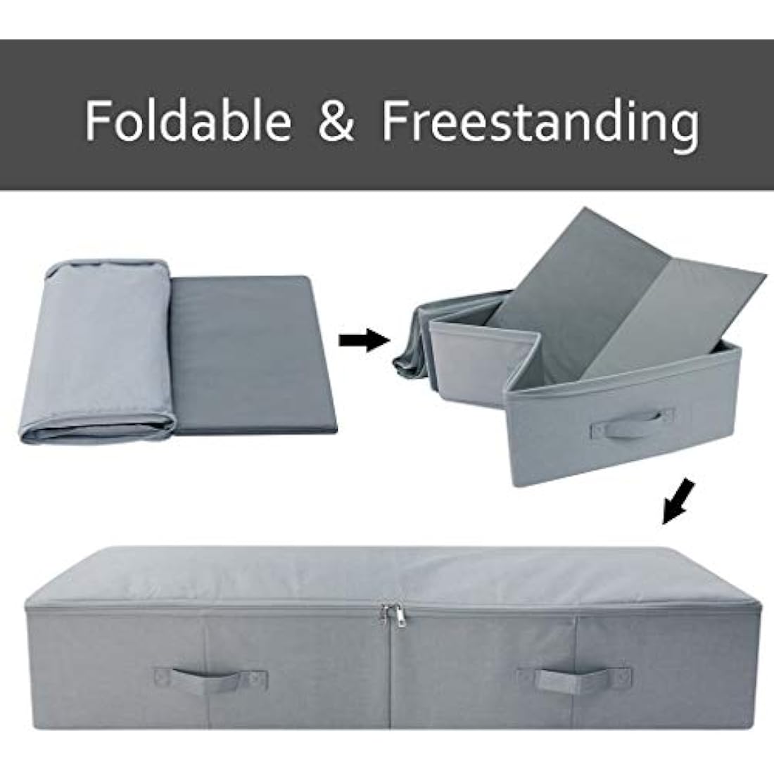 Jumbo Underbed Storage Bins | Washable Clothes Box, Gray