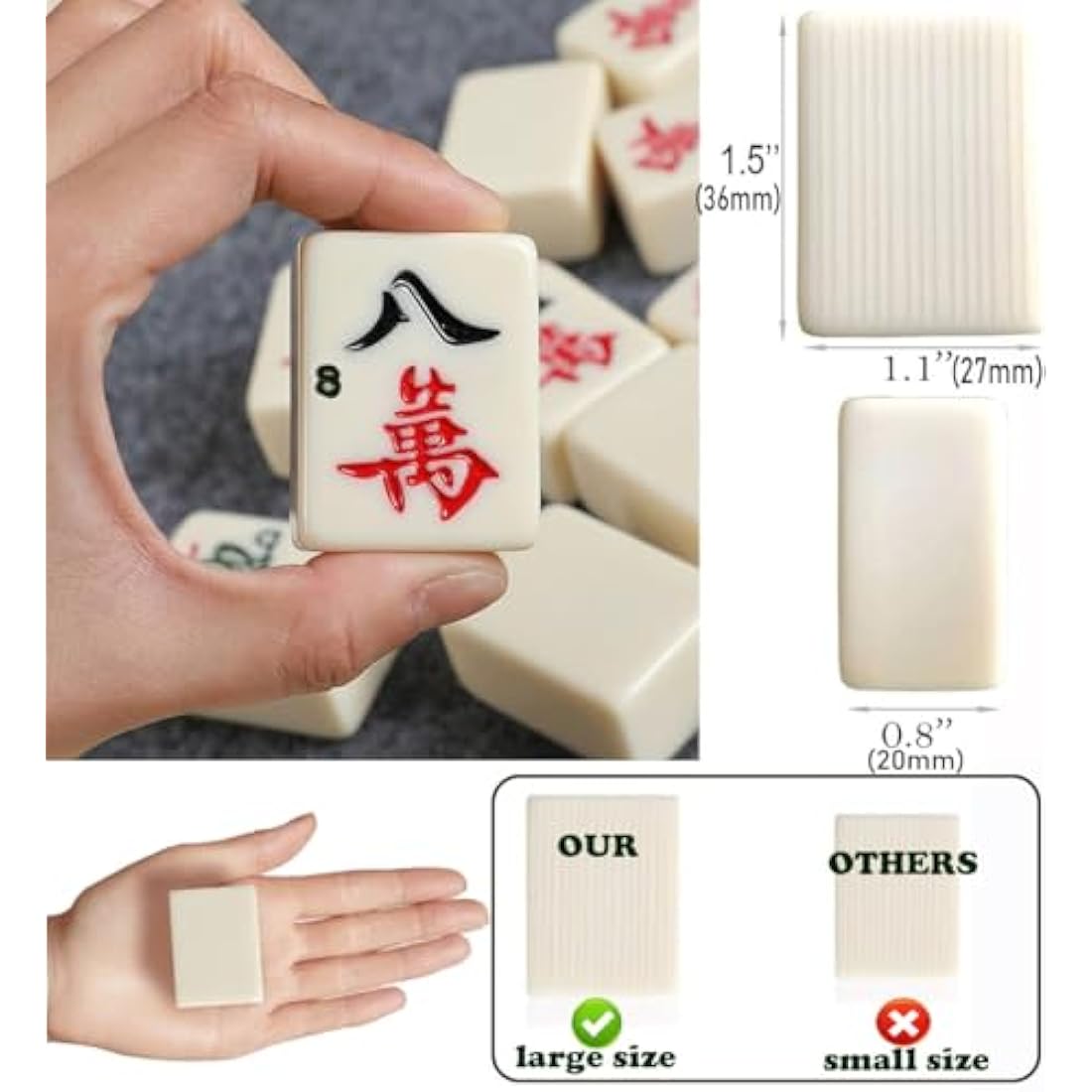 Jolof Store Chinese Mahjong Set | 144 Large Melamine Tiles with Case