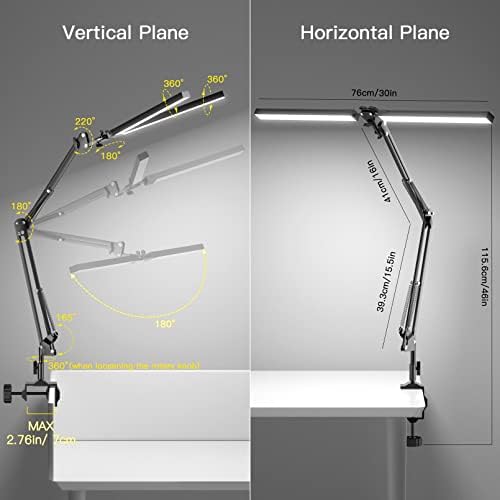 CHICLEW LED Desk Lamp – 24W Double Head Swing Arm Clamp Light for Office