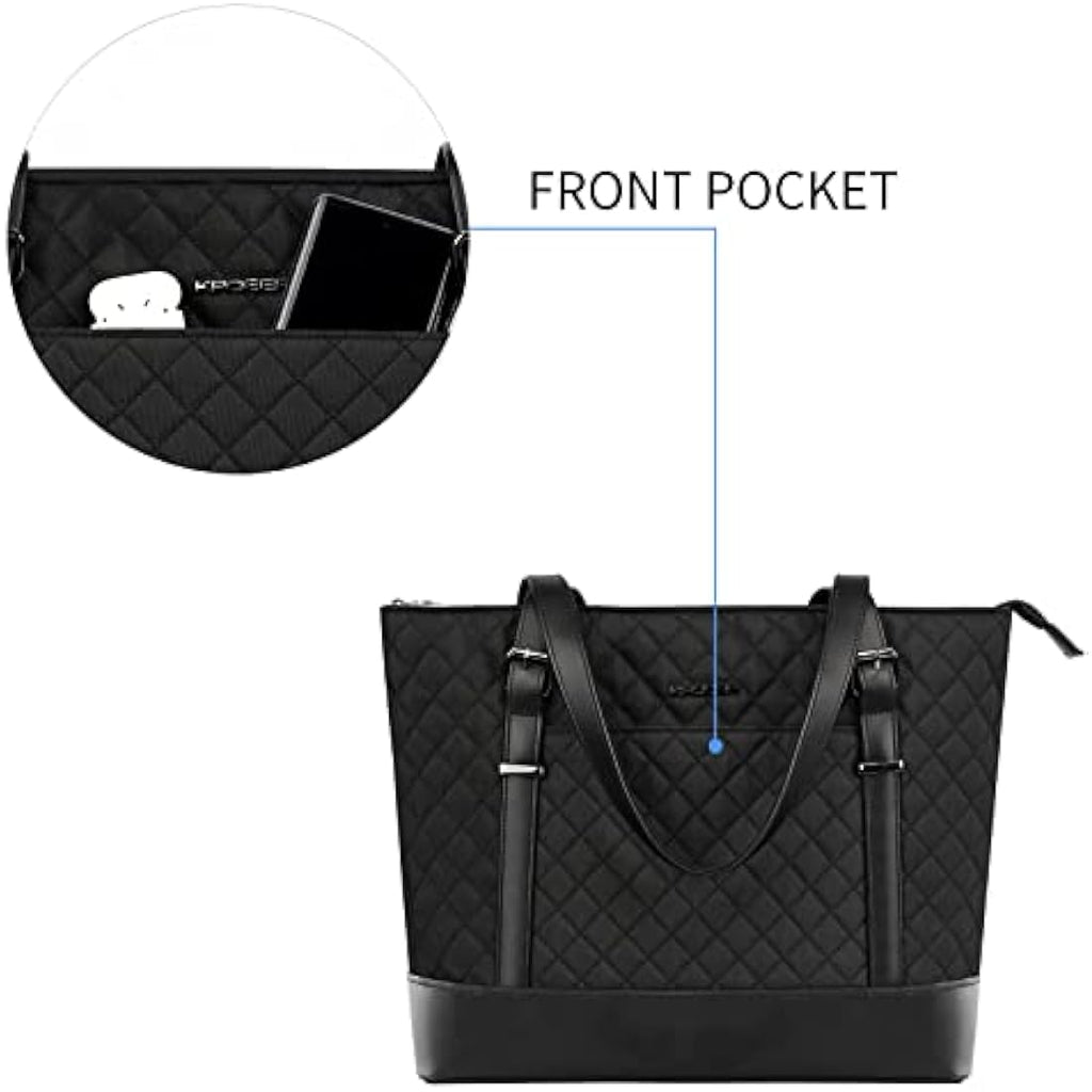 KROSER 15.6 Inch Laptop Tote Bag – Water-Repellent Nylon with USB Port
