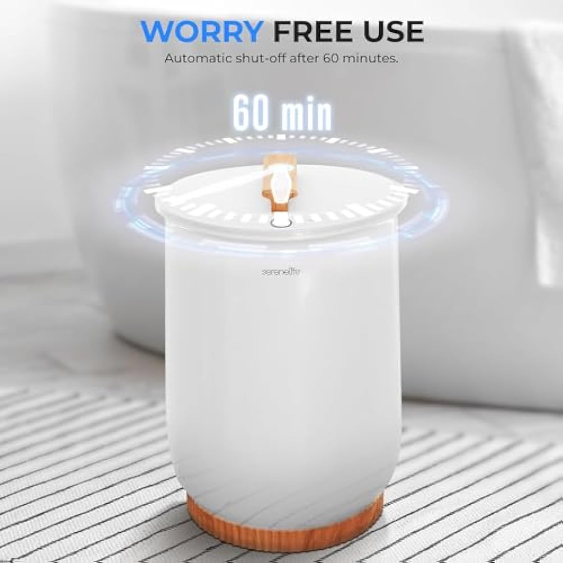 SereneLife Bucket Towel Warmer – Large White Spa Heater with Bamboo