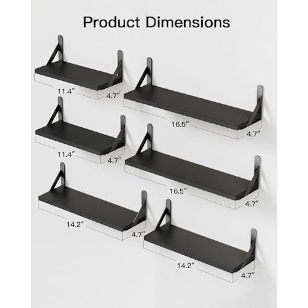 Pipishell Floating Shelves Set of 6 – Rustic Paulownia Wood Wall Shelves
