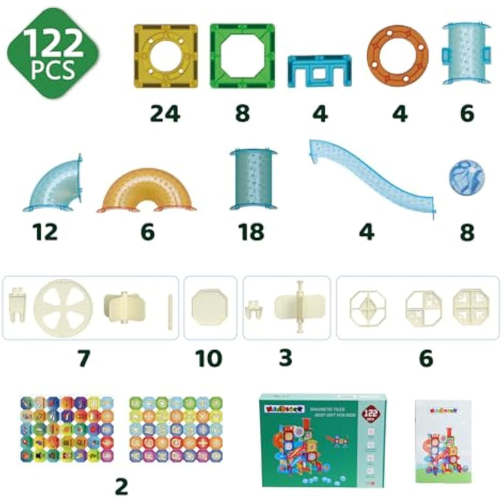 Magblock 122 PCS Magnetic Marble Run Building Blocks STEM Toy Set