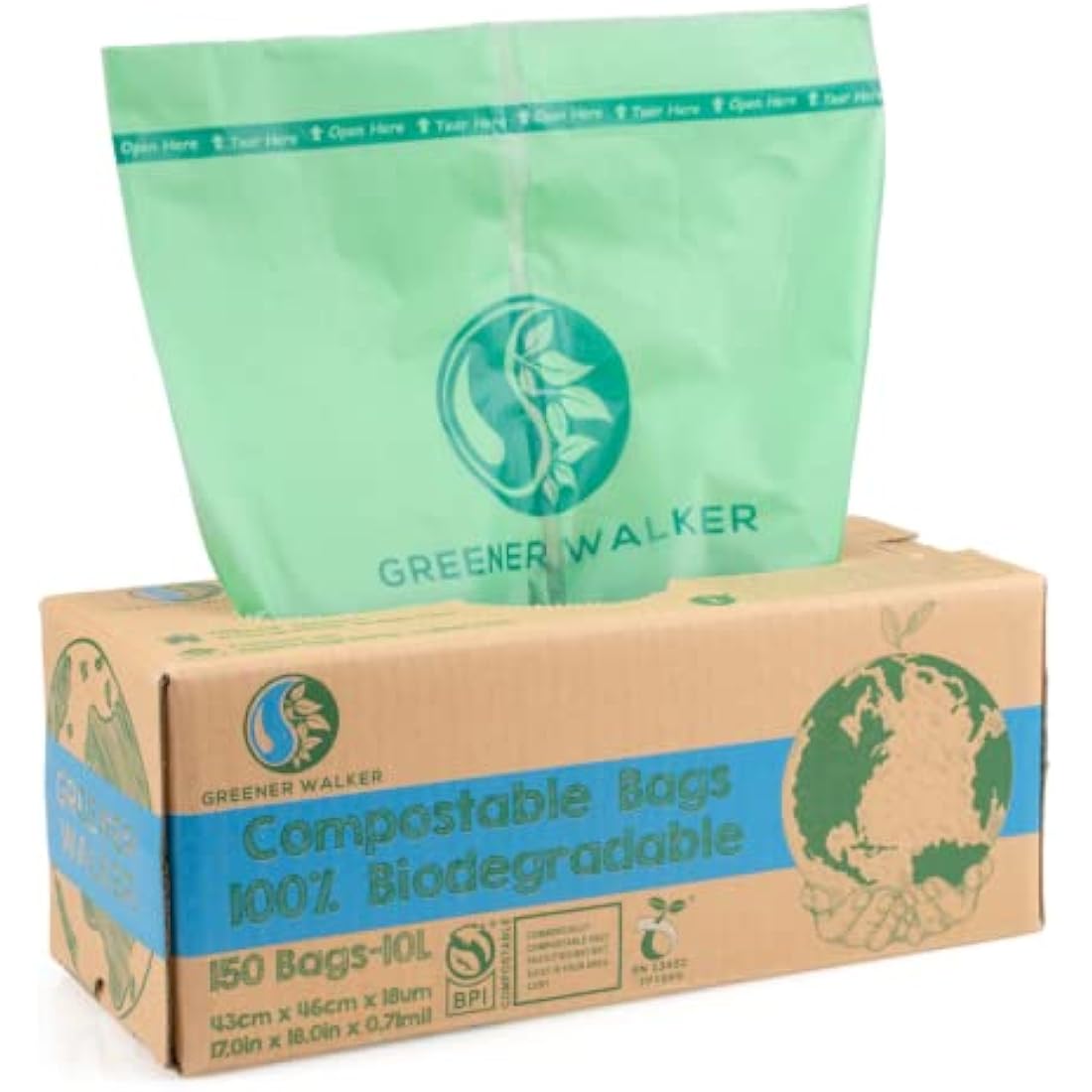 Greener Walker 10L Compostable Bin Liners - 150 Food Waste Bags