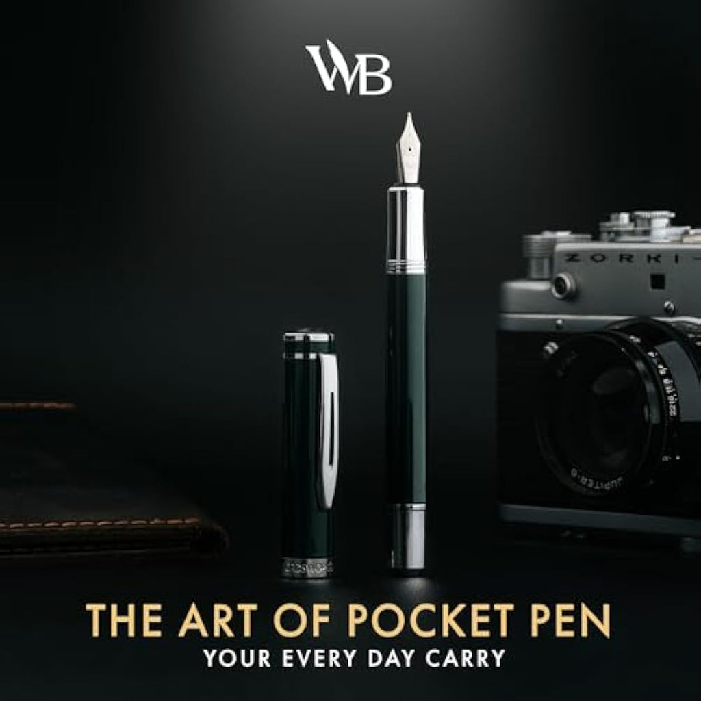 Wordsworth and Black Fountain Pen - Mini EDC Pocket Pen, Chrome Finish