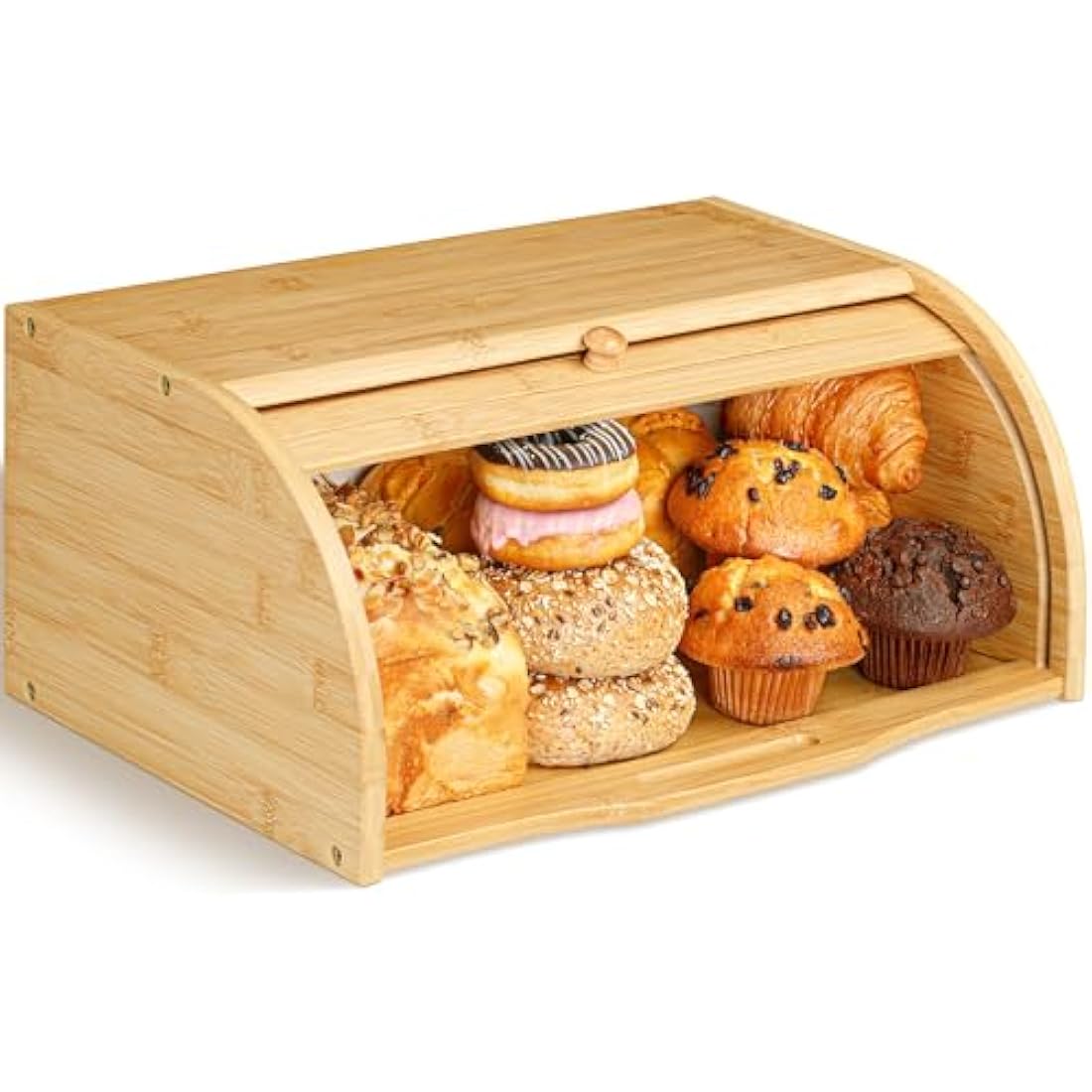 Golden Nature Bamboo Bread Box – Large Farmhouse Kitchen Storage Bin