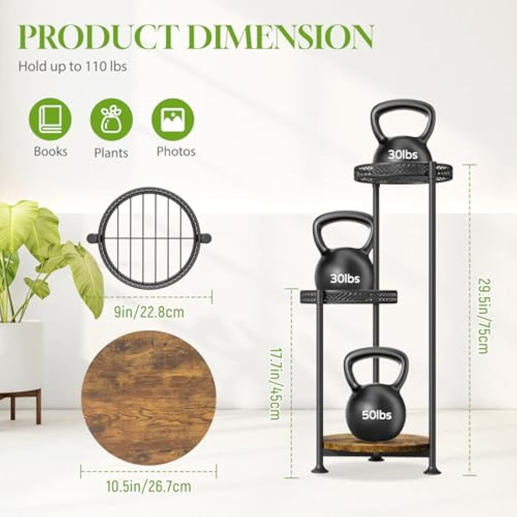 3-Tier Corner Plant Stand – Metal & Wood Flower Display Rack
