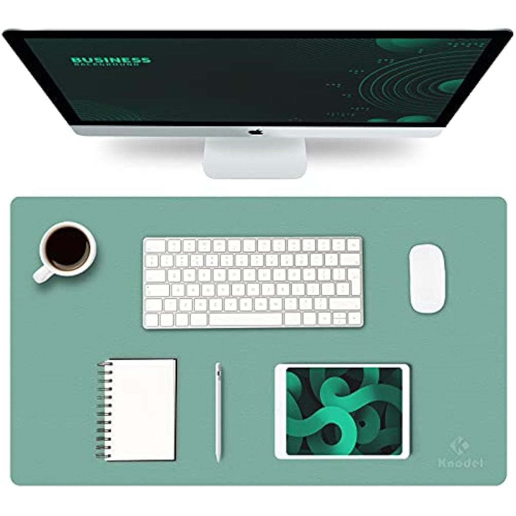 K KNODEL Leather Desk Mat – Dual-Sided Waterproof Mouse Pad, Green