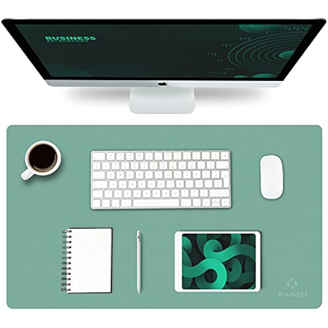 K KNODEL Leather Desk Mat – Dual-Sided Waterproof Mouse Pad, Green