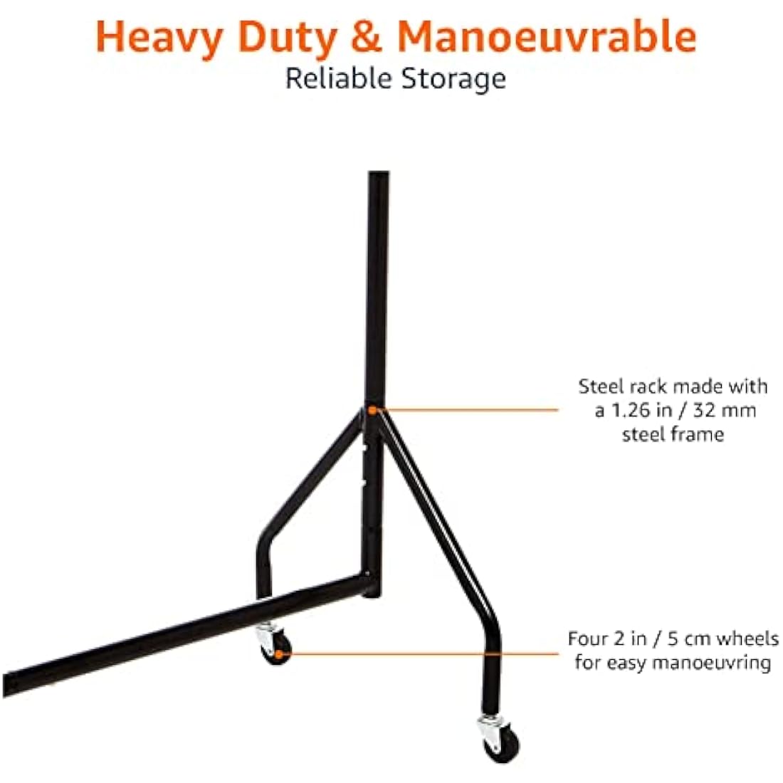 Amazon Basics Heavy Duty Steel Garment Rail with Wheels - Black