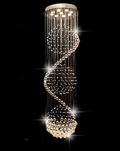 Spiral Sphere Crystal Chandelier – 180cm LED Flush Mount Lamp