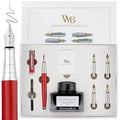 Wordsworth & Black Fountain Pen Gift Set with Ink and Nibs – Red Chrome