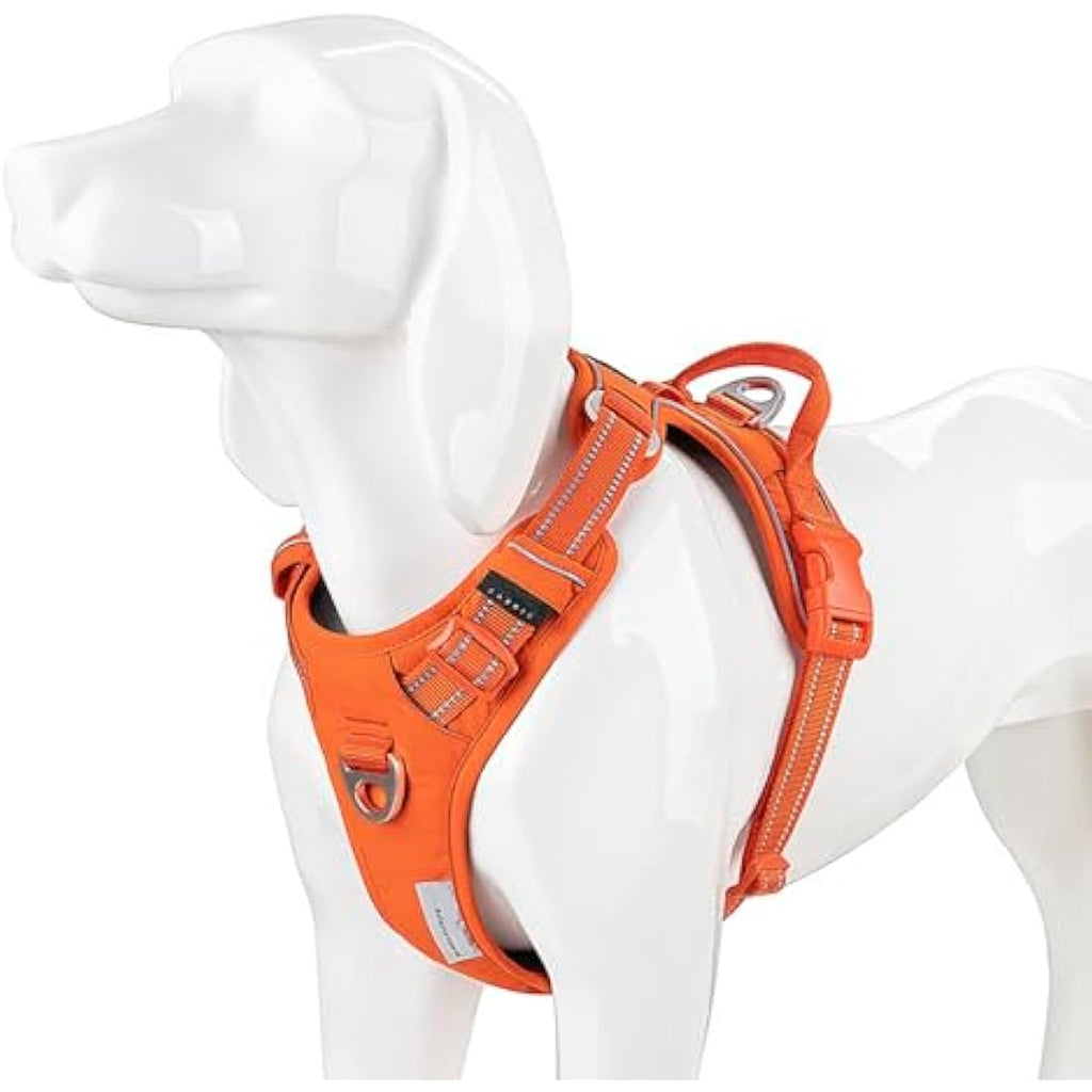 WINHYEPET No-Pull Dog Harness | Reflective Nylon Outdoor Vest - Orange