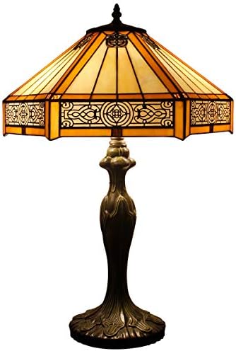 Werfactory Tiffany Table Lamp | 16" Yellow Stained Glass Mission Style