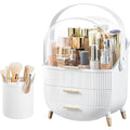Kousee Makeup Organiser | Dustproof Cosmetic Display Case with Lid - White