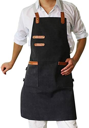 Jolof Store Waterproof Washed Canvas Chef Apron with Pockets – Black