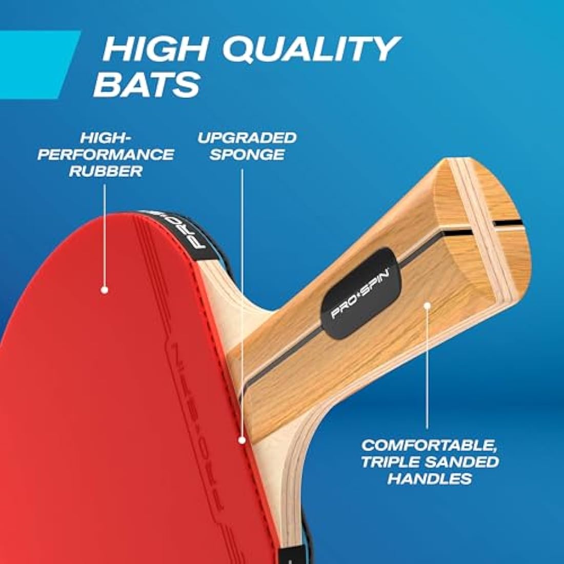 PRO SPIN Portable Table Tennis Set – Retractable Net, Bats & 3-Star Balls