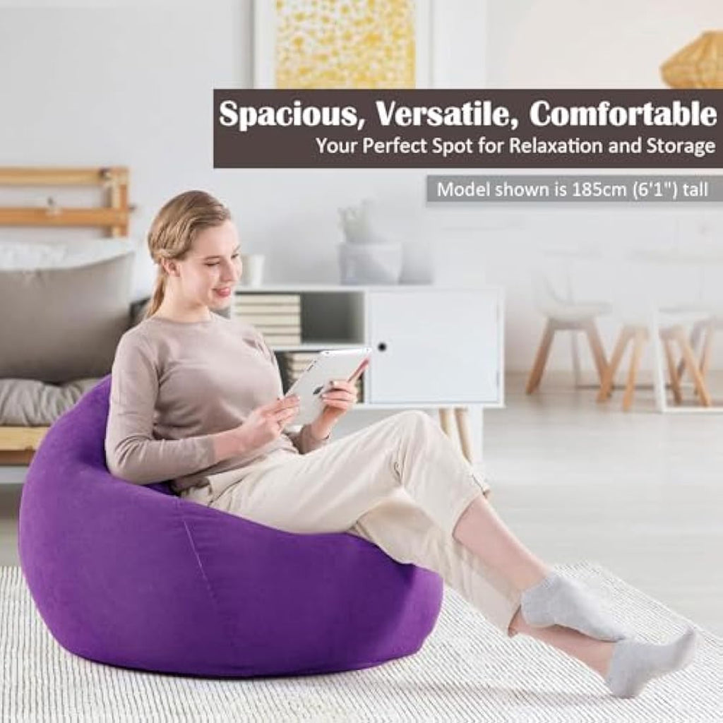 Nobildonna Corduroy Bean Bag Chair Cover – 300L Storage (Ultra Violet)
