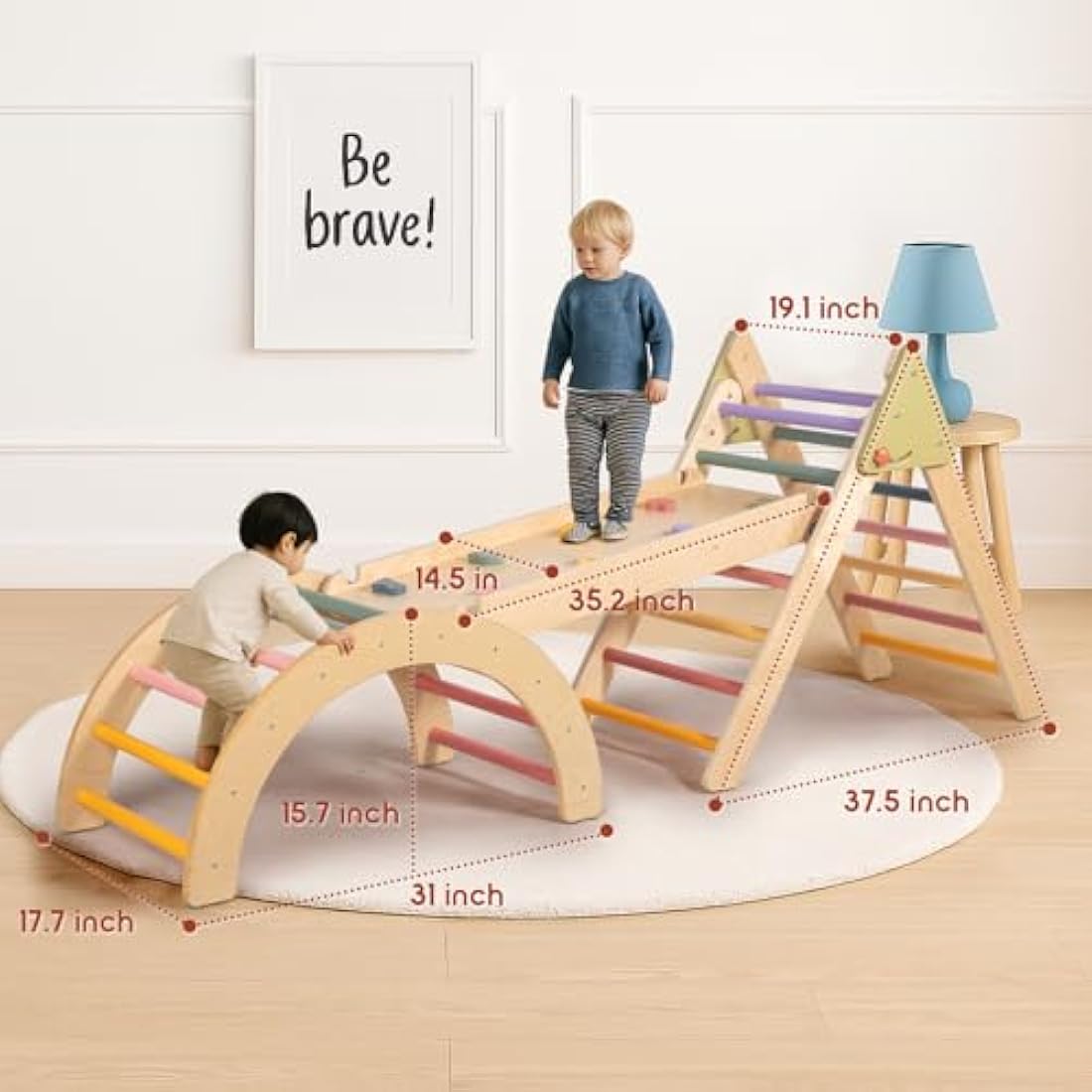 3-in-1 Wooden Pikler Triangle Set - Montessori Climbing Gym
