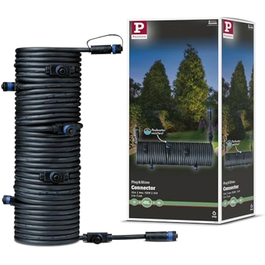 Paulmann Plug & Shine Outdoor Cable – 15m IP68 Waterproof 7-Port