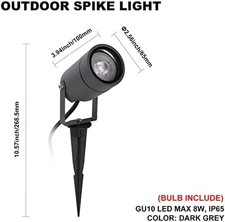 DAWALIGHT Outdoor Landscape Spike Lights – 4 Pack IP65 Aluminum Spotlights