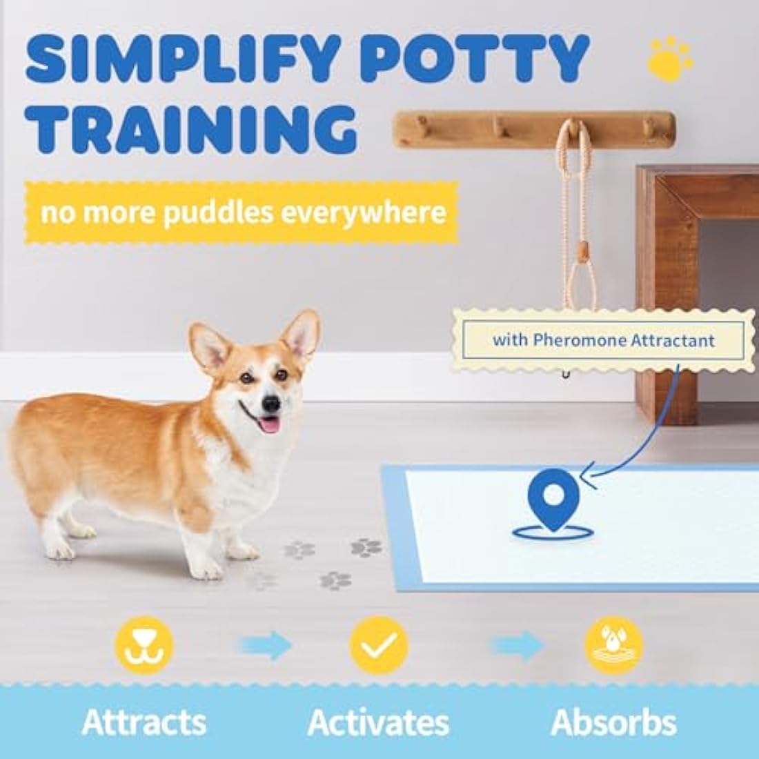 Powools Extra Large Puppy Pads | 100 Pack Leak-Proof Pee Pads (86x70cm)