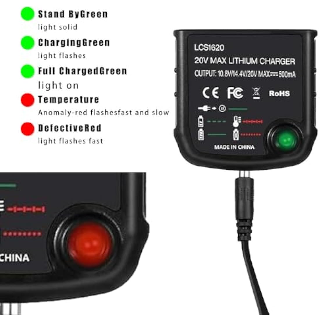 CJBIN 18V Lithium-Ion Battery Charger for Black & Decker | UK Plug