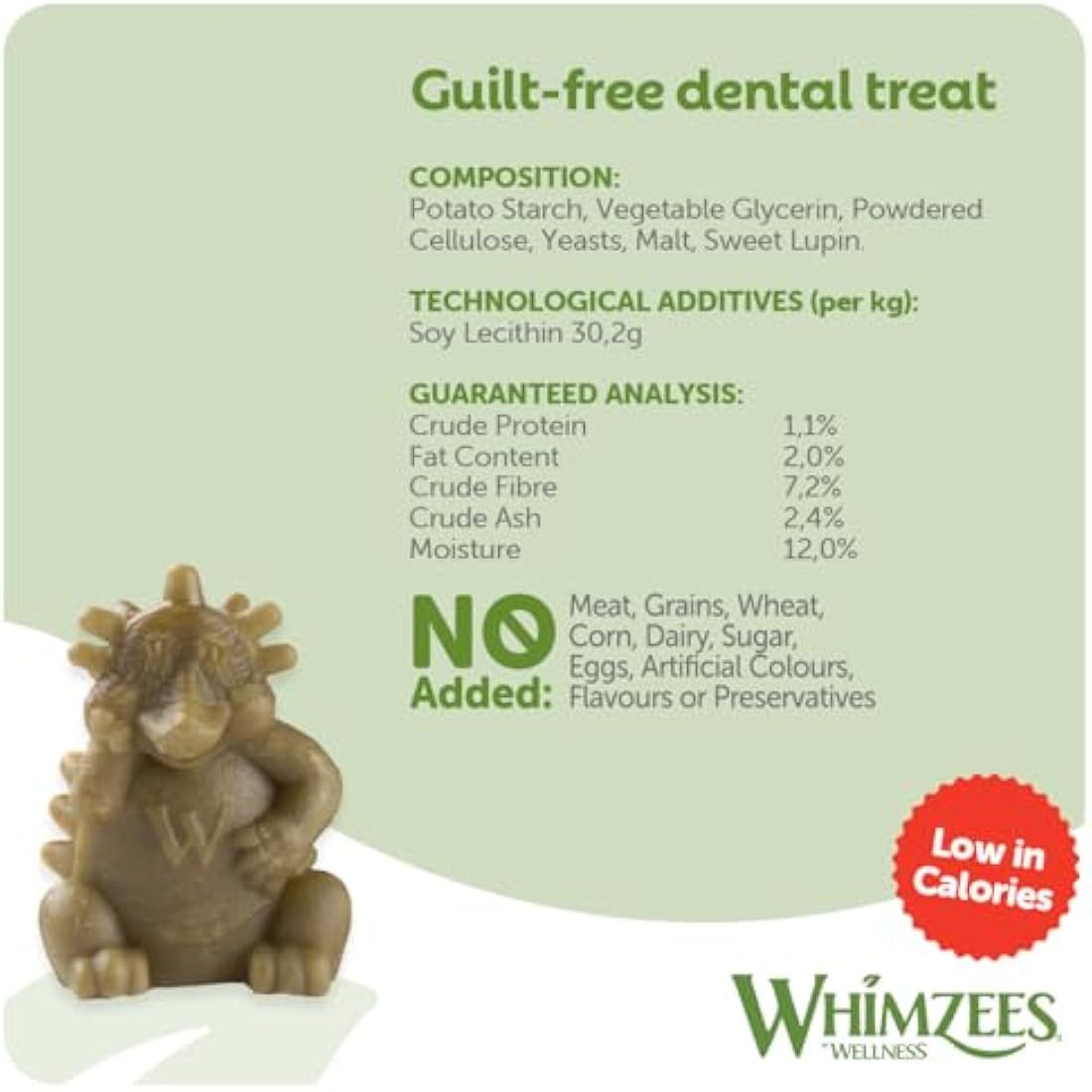 WHIMZEES Hedgehog Dog Dental Sticks | Large Breed Grain-Free Chews - 6ct
