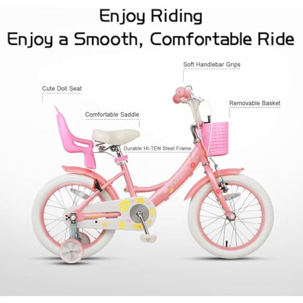 Glerc Maggie 12 Inch Girls Bicycle with Doll Seat and Basket