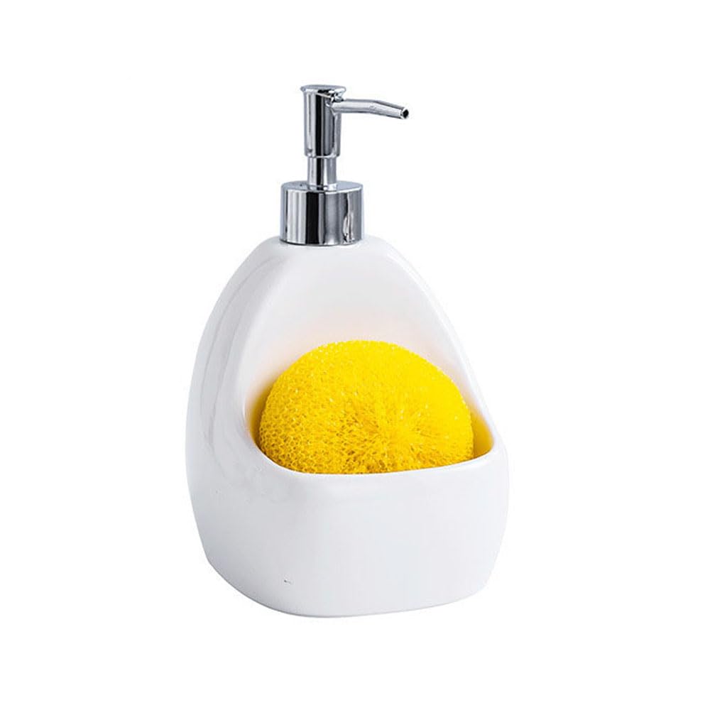 Hosoncovy 450ML Ceramic Soap Dispenser with Sponge Holder – Refillable
