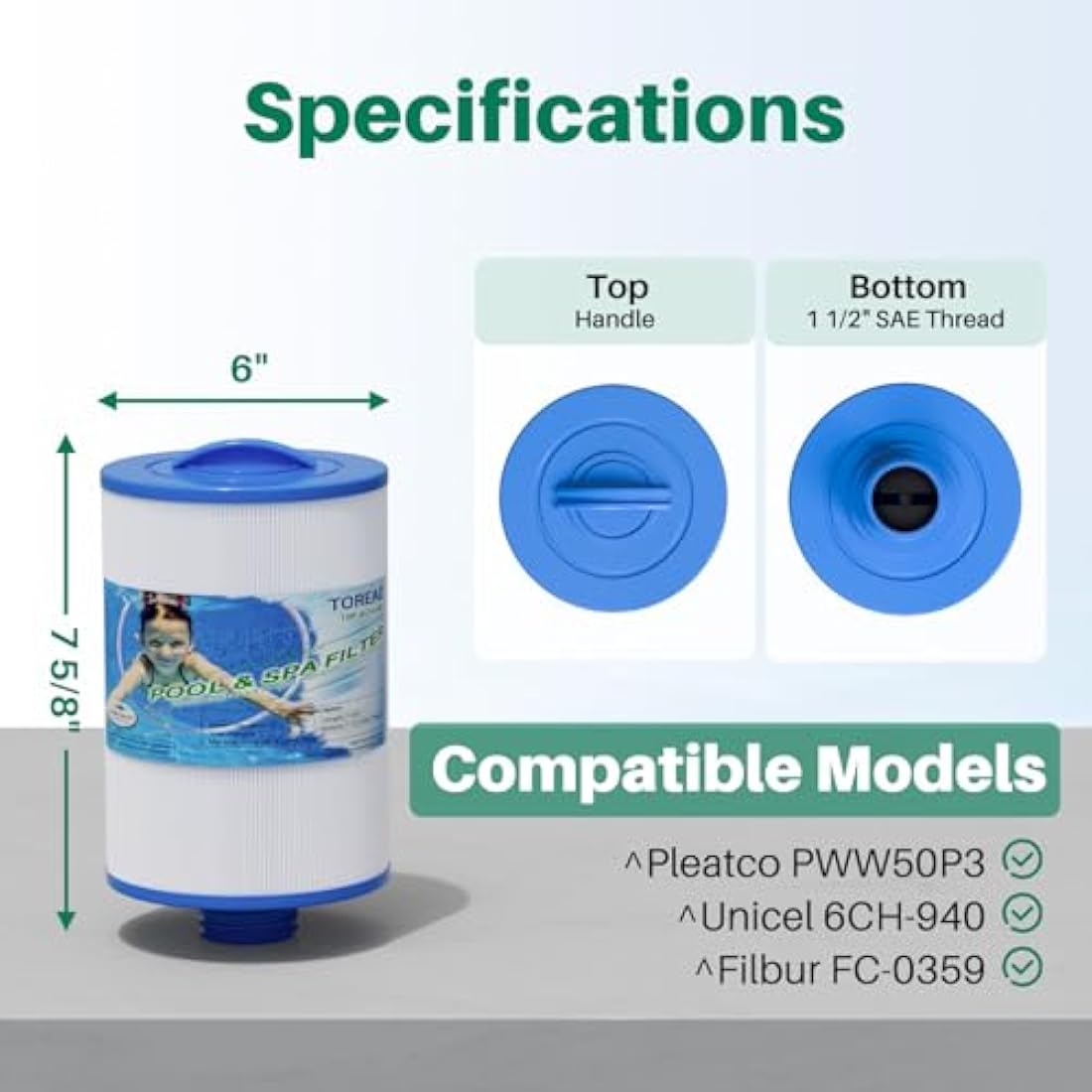 TOREAD PWW50 Hot Tub Spa Filter | NSF Certified 6CH-940 Replacement (2-Pack)