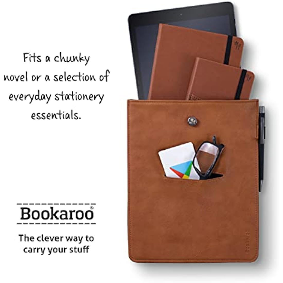 Bookaroo Leather-Look Books & Stuff Pouch – Brown Stationery Sleeve